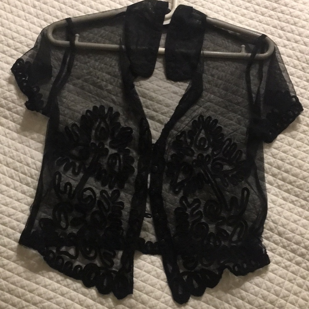 Chic Black Mesh Cardigan